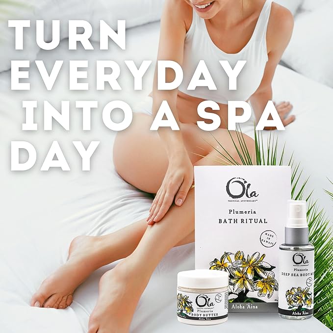 Ola Tropical Apothecary Plumeria Gift Set - Body Butter, Deep Sea Mist, and Bath Ritual