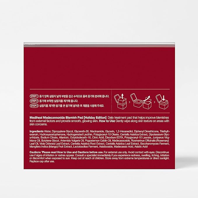 Mediheal Gift Edition Madecassoside Pad, Vegan Face Gauze Pads with Centella Asiatica - Improve Uneven Skin Tone, Remove Blemishes,100 Pads