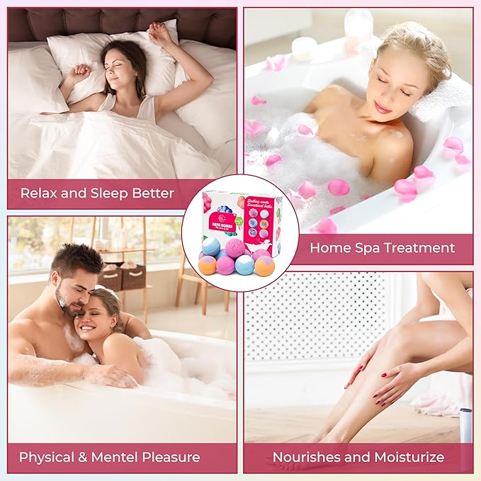 Bath Bombs for Women, Men & Kids – 12 Bath Bomb Gift Set with Shea Butter, Essential Oils & Sea Salt, Moisturizing Spa Aromatherapy, Long-Lasting Fizz, Relaxation & Holiday Gifts