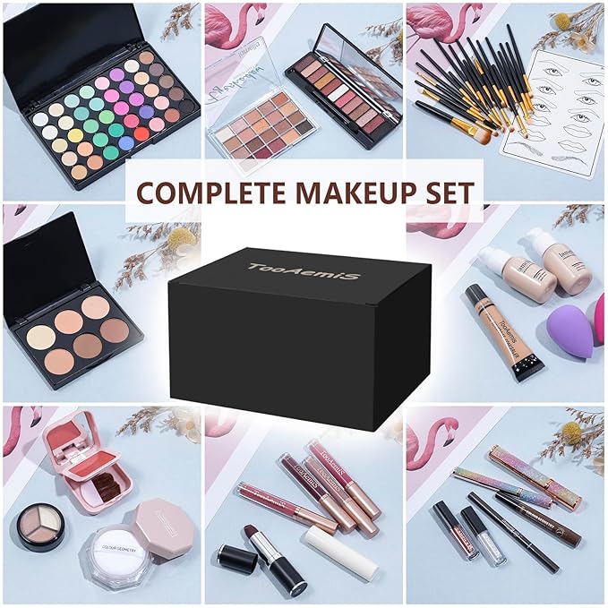 Makeup Kit for Women Full Kit、 Makeup Gift Set for Beginners Teenager,Makeup Sets for Teens、 Multipurpose Makeup ,eyeshadow、 liquid foundation,Loose powder,Eyebrow pencil,4-color lip gloss set