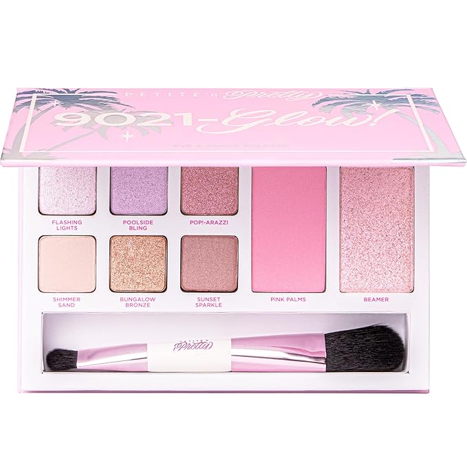 Petite ’N Pretty 9021 Glow! Eye & Cheek Makeup Palette for Kids, Tweens and Teens -3-in-1 Makeup Palette of Blush, Eyeshadow, and Highlighter, Non-Toxic, Made in USA