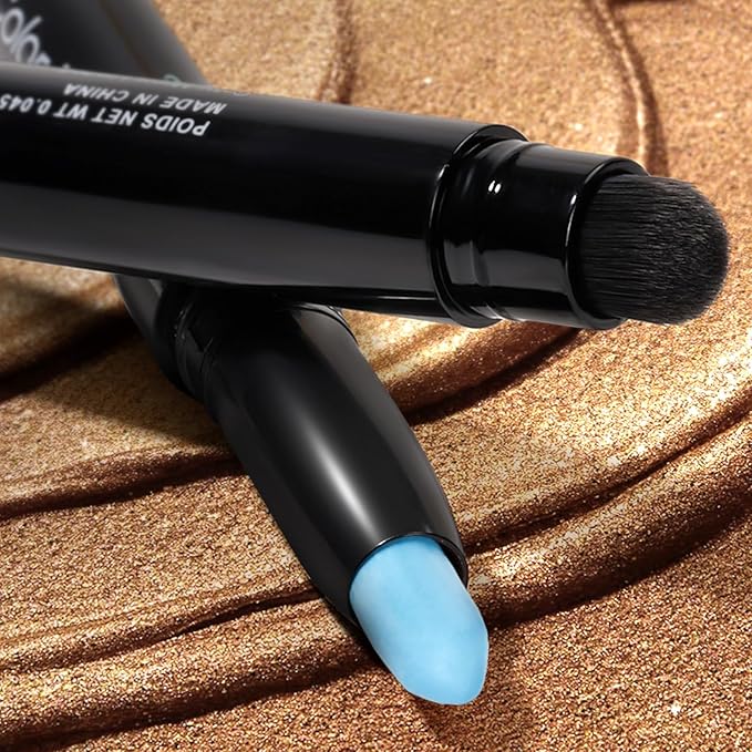 Longwear Cream Eye Shadow Sticks(45 Matte Ocean Blue), Smudge-Proof, Waterproof Eyeshadow,Silky Formula Glitter With Makeup Brush,Blue Eyeshadow Stick