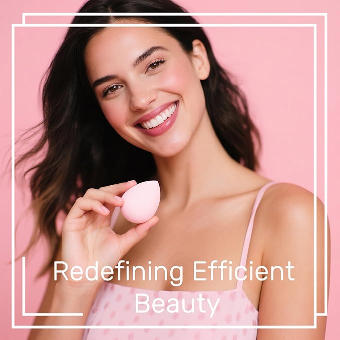 Makeup Sponge Set BS-MALL with Storage Case 7 Pcs for Liquid, Cream, and Powder,SAVE Foundation with 1 Mini Makeup Sponge For Travel Daily Use (A-Pink)