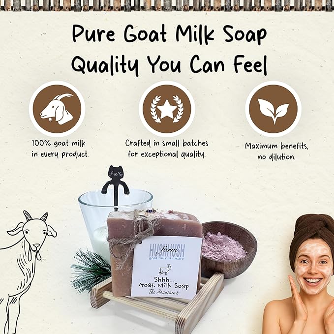 Organic Goat Milk Soap Bar for Face & Body | Handmade with Goat Milk Soap Bar for Sensitive Skin, Essential Oils | Moisturizing Vitamin-Rich Skincare -The Mountain 3 Pack
