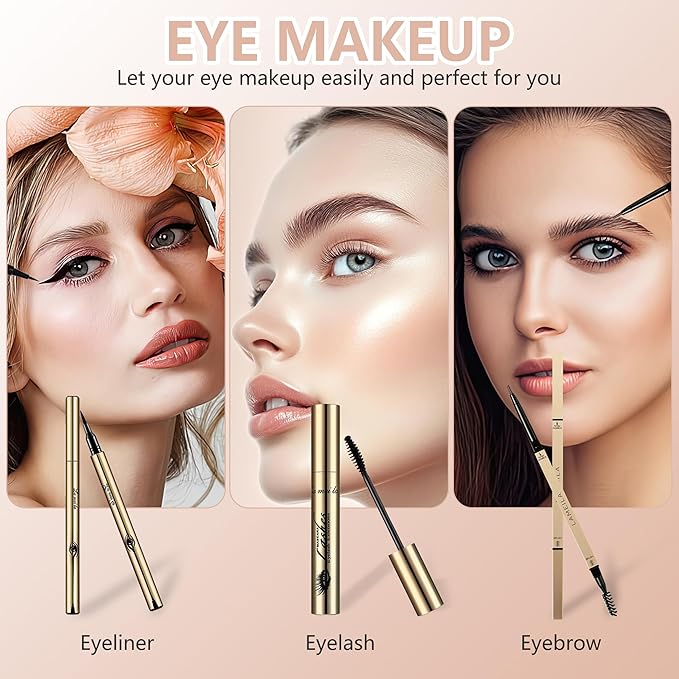 All in One Makeup Kit for Women Full Kit, Make Up Gift Set for Teens & Girls, Makeup Essential Bundle Include Foundation Eyeshadow Powder Contour Palette Lipstick Eyeliner Mascara Cosmetic Brush Set