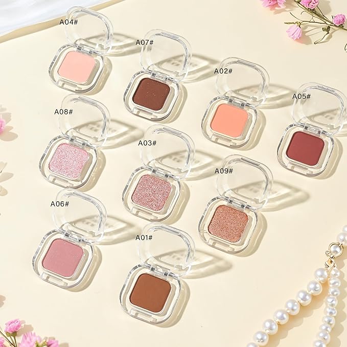 Pink Glitter Single Eyeshadow Makeup Powder Palette,High Pigment Blendable Formula Eye Make-up for Women,Neutral Eye Shadow,sombras para ojos,Longwear Waterproof,Vegan & Cruelty-Free,Eyeshadow Gift