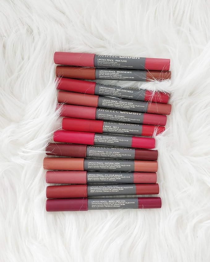 VASANTI Cosmetics Matte Crush Lipstick Pencil (Berry First Kiss - Rich Plum Berry) - Long lasting, Water resisitant & Smudge proof - High Pigmented, Soft Matte Lip Liner Makeup