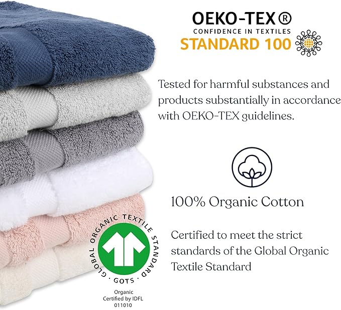 Delara Organic Cotton Luxuriously Plush Bath Towel 33 Piece Set|GOTS & Oeko-TEX Certified|Premium Hotel Quality Towels|Feather Touch Technology|650 GSM Long Staple|Soft, Quick Dry & Ultra-Absorbent