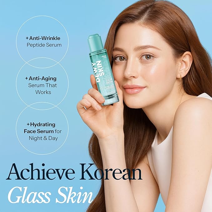 Hello You Hyaluronic Acid Serum for Face with & Peptides - Dermatologist Tested, Anti-Aging, Korean Skin Care - Hydrates, Firms, Smooths, Plumps, Boosts Dewy Skin - Clean Beauty, Vegan - 1.69 Fl Oz