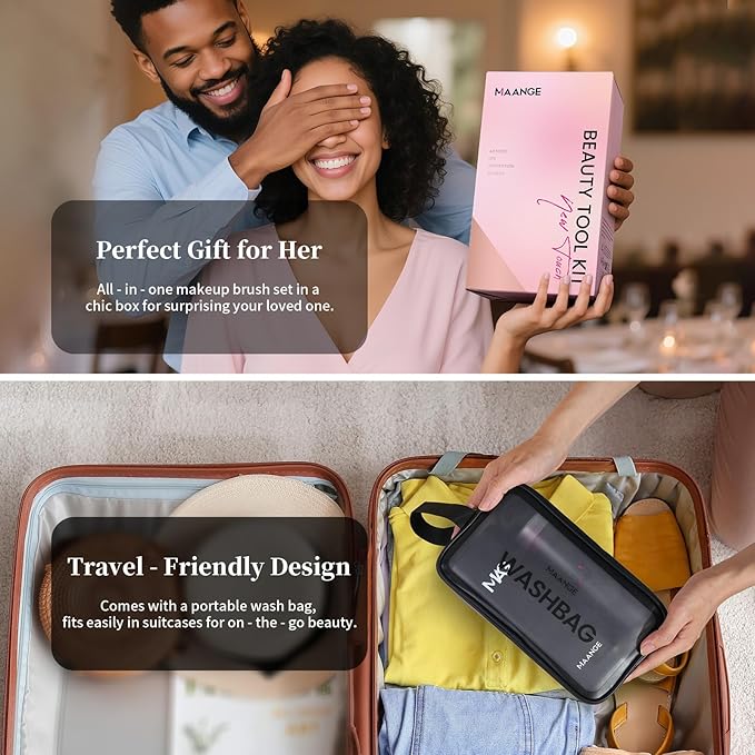 MAANGE Makeup Brush Set 51 PCS Professional Makeup Brushes for Foundation Powder Concealers Eye shadows Blending Blush Travel Make up Brush Kit (Black)