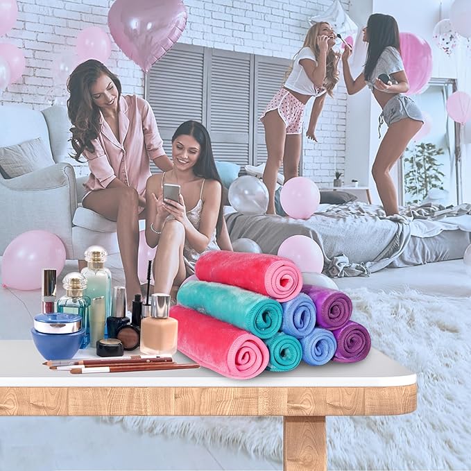 Nugilla Makeup Remover Cloths, 8 Packs Makeup Remover Towels Reusable Face Wash Cloth, Soft Microfiber Face Cloth for Women