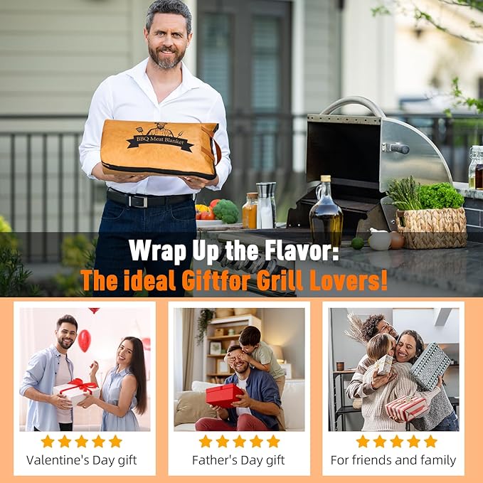 BBQ Blanket for Resting Meat, Reusable Smoker Grilling Meat Insulated Resting Bag with Wide Mouth for Large Brisket/Beef/Pork Shoulders/Turkeys (BBQ Blanket 15in)