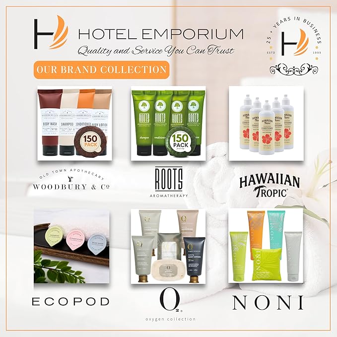 WOODBURY & CO Hotel Shampoo and Conditioner Supplies For Guests,Airbnb Essentials for Hosts,Mini Shampoo And Conditioner Sets,Travel Size Toiletries,Air Bnb Kit For Bathroom Body Wash Lotion,(150 Pcs)