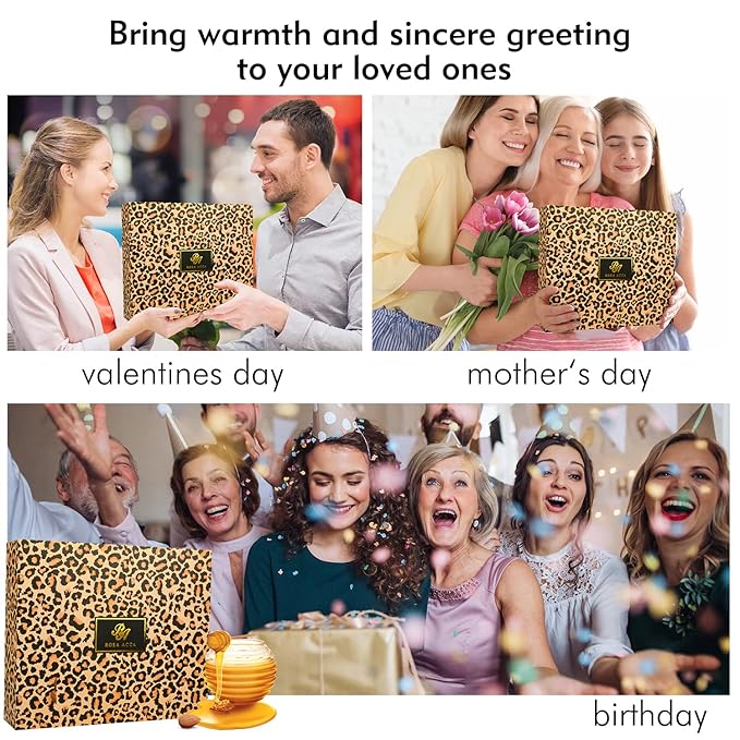 Bath Gift Set for Women, XXL 20 Pcs Skin Care Set Leopard, Slef Care Gifts Set , Mother's Day, Valentine, Birthday, Christmas, Home Spa Kits with Shower Gel, Body Lotion, Shower Cap, Manicure Set