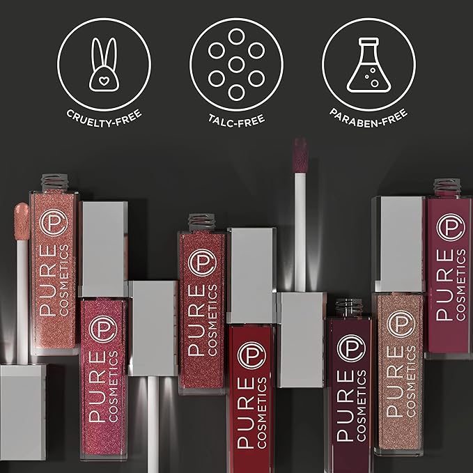 Pure Illumination Light-Up Lip Gloss with LED-Lit Applicator Brush + Side Mirror, Non-Sticky, Moisturizing Hydrating Lip Glosses with Lanolin, Jojoba Oil, & Vitamin E, On Pointe