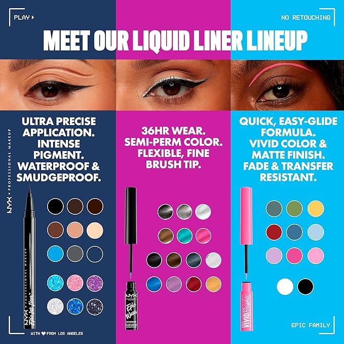 NYX PROFESSIONAL MAKEUP Epic Ink Liner, Waterproof Matte Liquid Eyeliner with Vegan Formula - Stone Washed (Grey)