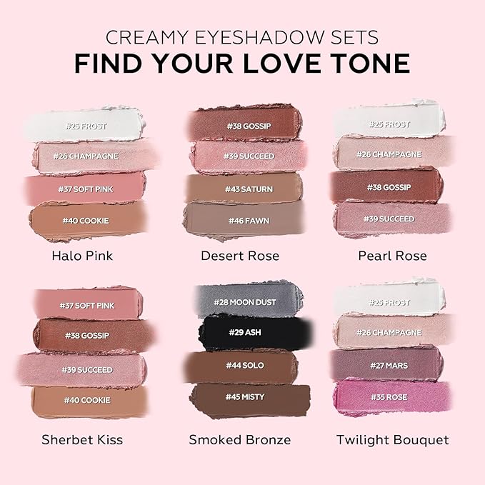 FOCALLURE 4PCS Cream Eyeshadow Stick Sets,Highlighter Eye Shadow Pencil with Crease-proof Formula,Long Lasting Waterproof Eyes Makeup,Twilight Bouquet