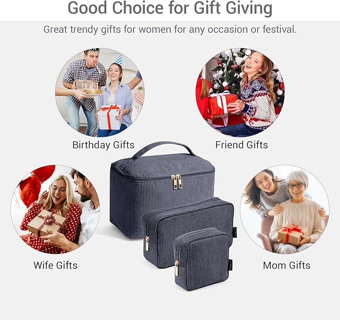 MAGEFY Small Makeup Bag for Purse Mini Cosmetics Bag Corduroy Cute Cosmetic Pouch for Women with Slip-in Pockets