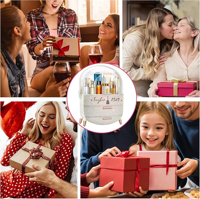 Bling Makeup Organizer for Teen Girl Gift,Hollywood Vanity Makeup Storage Box for Girl Birthday Gift,Practical Gift for Daughter,Bathroom Organizer,Skincare Organizer (Rhinestone Taylor)