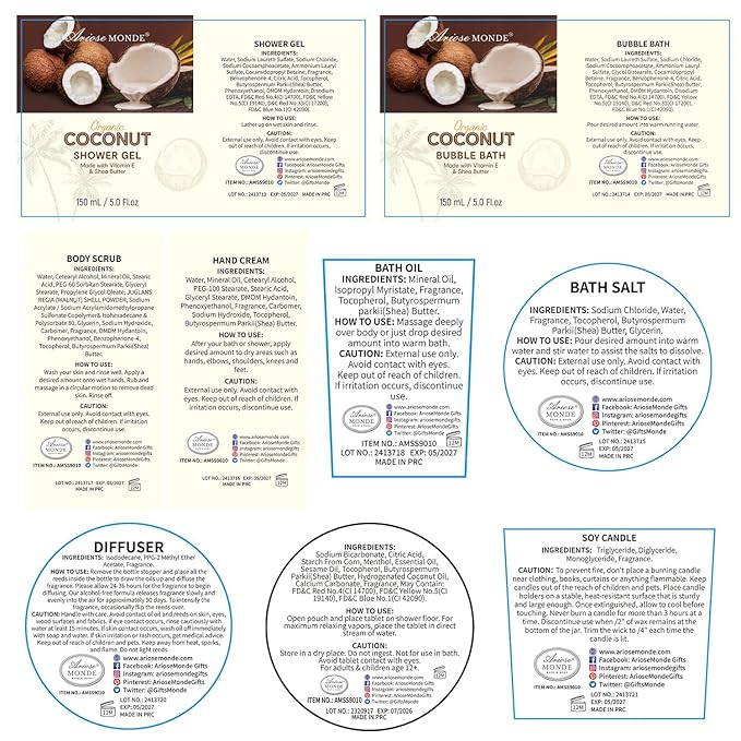 Spa Gift Baskets for Women, Coconut XL Bath Gift Set 17Pcs with Shower Gel, Bubble Bath, Hand Cream, Bath Salt, Essential Oil, Luxury Bath and Body Spa Kit for Mother's Day