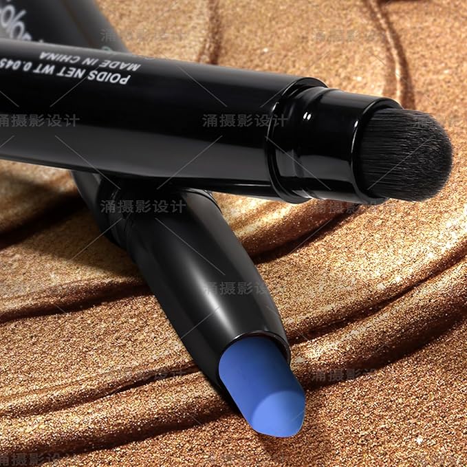 Cream Waterproof Hypoallergenic Eyeshadow Stick, long wear Metallic Glitter Matte Eye Shadow Pencil With Makeup Brush, Eye Brightener, 61 Sapphire Matte
