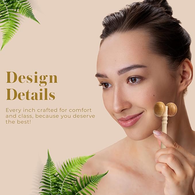 Bella Ciao 6-Piece Body and Skincare Set, Women’s Beauty Travel Basket, Spa Gift Set, Bath Accessories, Includes Face Massage Roller, Hair Brush, Exfoliation Tools, and Decorative Wooden Tray