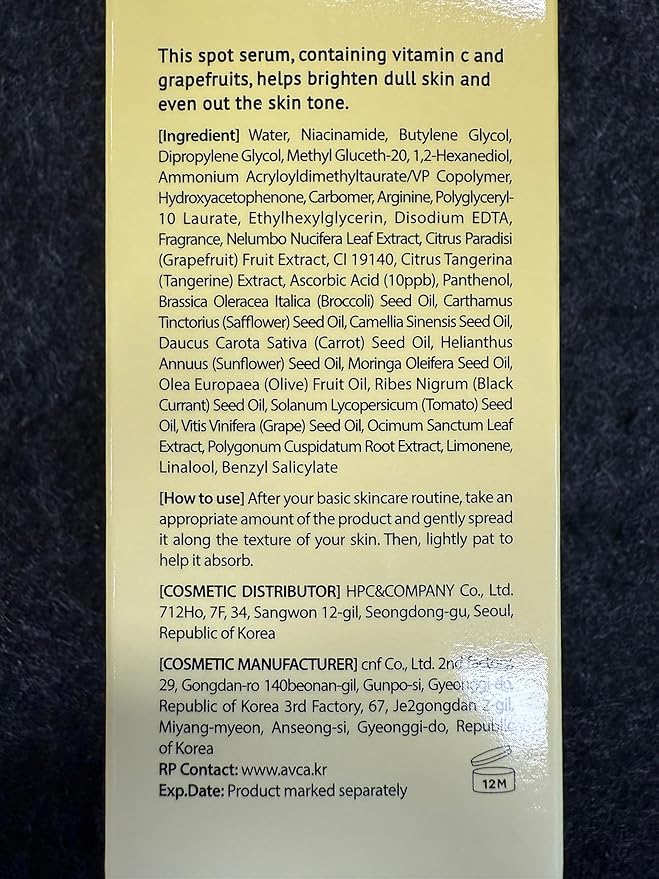 AVCA True Vitamin C Serum 3.38fl.oz. - for Dark Spots Remover Facial Serum with Vitamin C, Niacinamide, Korean Skin Care