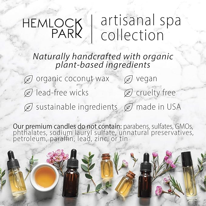 Hemlock Park Pomelo Citrus Artisanal Spa Gift Box | Apothecary Candle, Shea Butter Soap, Bath Bomb, Mineral Salt Bath Soak | Handcrafted with Plant Based Ingredients