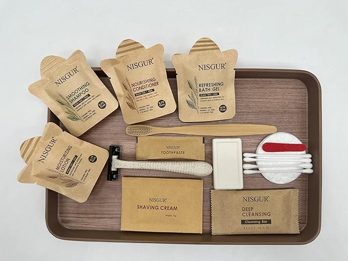 Cotton Pad Cotton Swab and Nail File Kit Kraft Paper Individually Wrapped 100 PCS Hotel Vanity Kit Hotel Supplies and Toiletries Bulk