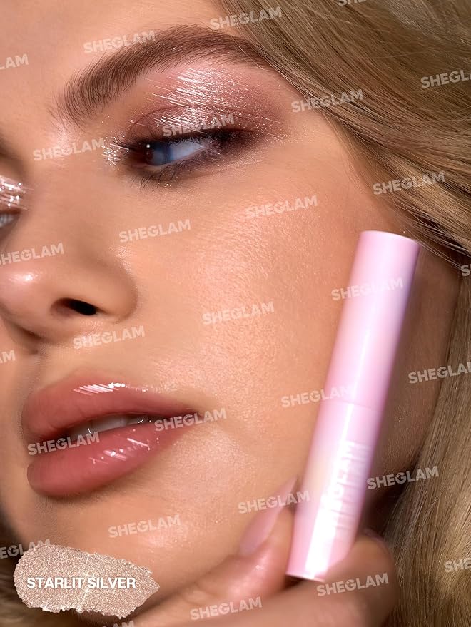 SHEGLAM Crystal Jelly Glaze Stick Eye Shadow Stick Eyeliner Brightener Pencil Crayon with Brush Easy to Blend Long Lasting Shimmer Eyeshadow-Starlit Silver