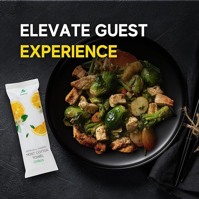 30 Hot or Cold Wrapped Moist Towels –9'' x 9" Moist Towelettes Individually Wrapped Scented Disposable Face & Hand –Pre-Moistened Hand Wipes Soft Refreshing, Travel, Spa, Restaurant- Citrus/Lemon