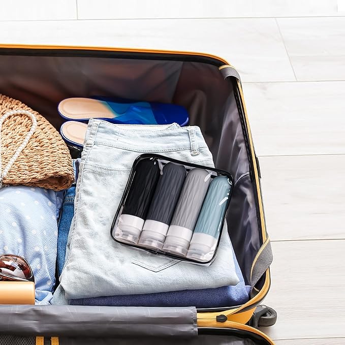 Travel Bottles for Toiletries, Travel Size Toiletries, TSA Approved 3oz Size Toiletry Containers, Leakproof & Refillable Silicone Bottles for Shampoo Conditioner (Coffee, 3 Ounces)