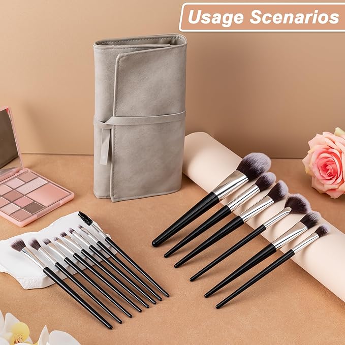 Makeup Brushes, 14 Pcs Professional Makeup Brush Set, Eye and Face Foundation Brush Set, Eyeshadow Brushes, Cosmetic Brushes, with PU Bag, Black