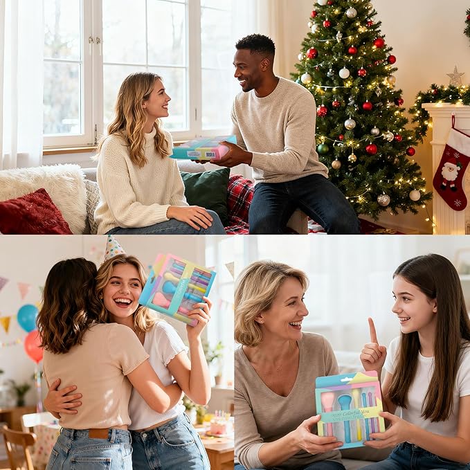 docolor 6 Piece Makeup Brush Set for for full face and eye makeup application, for Foundation, Powder, Blush, Contour, Concealer & Eyeshadow, Mini Makeup Brushes Travel Gift Set Cruelty-Free & Vegan