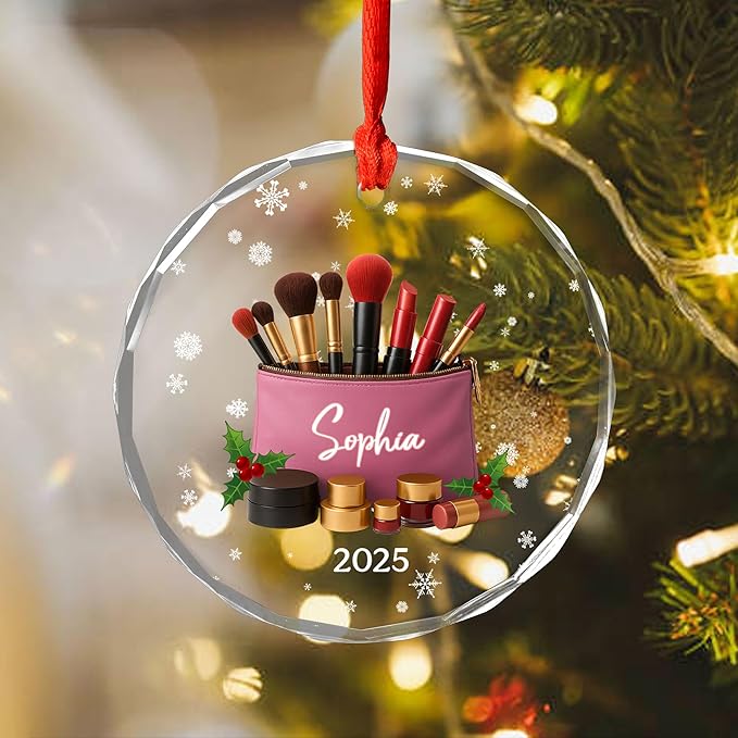 Personalized Makeup Tools Christmas Ornament 2025, Makeup Box Christmas Ornament Gift for Makeup Artist, Christmas Tree Decor for Makeup Shop, Gift for New Makeup Coworkers (Makeup 6)