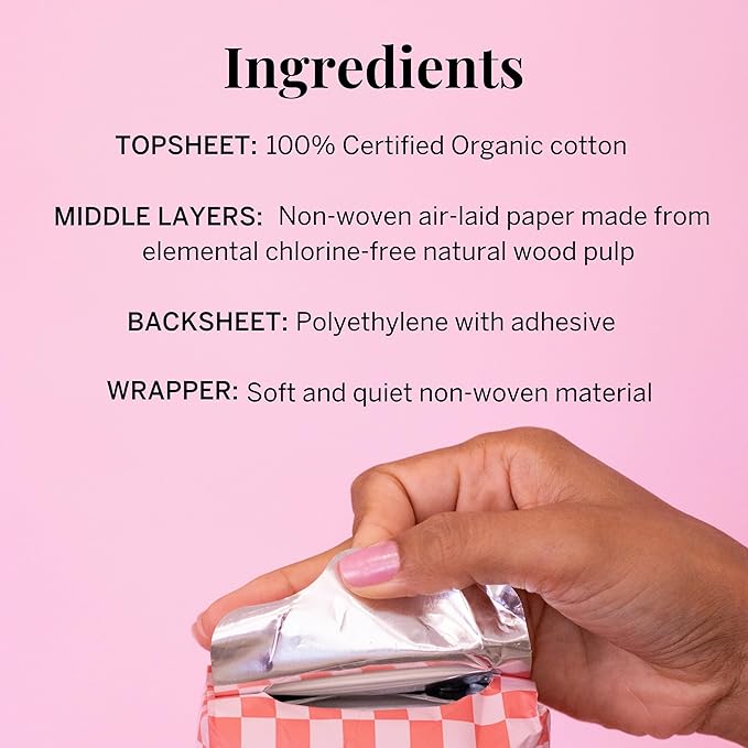 Pixie Cup Organic Cotton Postpartum Pads for Women - Extra Heavy Absorbency with Wings - Leak-Proof, Hypoallergenic & Unscented - Compostable, Biodegradable - 24 Count