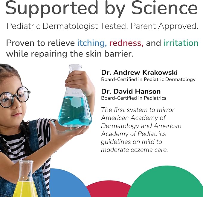 Easy as 1-2-3 Eczema Management System: Eczema1 Ultra-Gentle Cleansing Primer (x1), Eczema2 Manuka Flare Control Spray (x1), Eczema3 Ceramide-Rich Skin Barrier Repair Eczema Cream for Kids (x3)