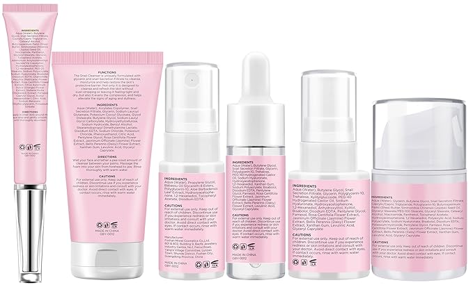 Skin Care Set for Women Teens,Snail Mucin Anti-aging Moisturize Repair Soothe Hydrate Facial Skin Care Routine Kit for Dull & All Skin,Travel Skincare Stocking Stuffers Christmas Gifts for Women