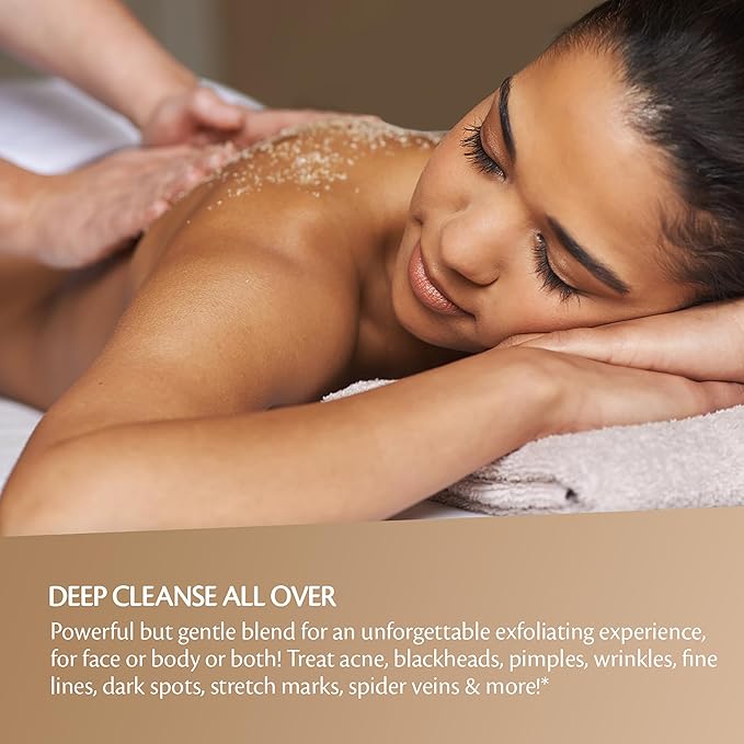 Brown Sugar Scrub Face Foot & Body Exfoliator Infused with Collagen and Stem Cell Exfoliating Salt Body Scrub for Toning Skin Cellulite Skin Care, 12oz by M3 Naturals