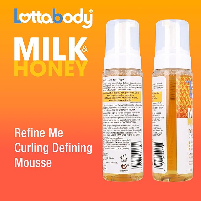 Lotta Body, Refine Me Curl Defining Mousse, Medium Hold for Soft Curls, Moisturizes, Controls Frizz, 7 Fl Oz
