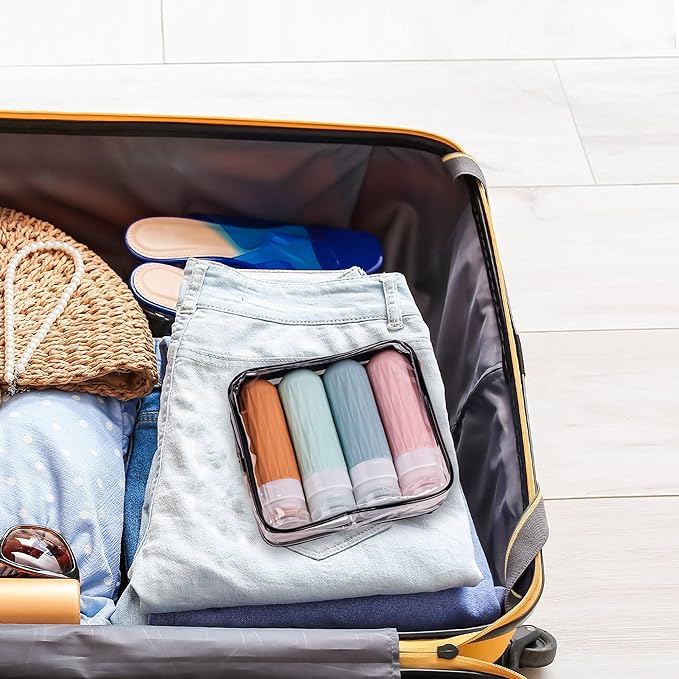 Travel Bottles for Toiletries, Travel Size Toiletries, TSA Approved 3oz Size Toiletry Containers, Leakproof & Refillable Silicone Bottles for Shampoo Conditioner(Purple)