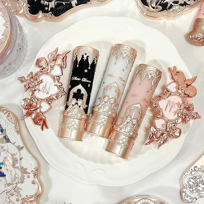 Flower Knows Little Angel Matte Lipstick,Super Soft & Ultra Silky Lip Mud Stick,Long Lasting & Moisturizing Vegan Lip Makeup for Girls&Women,Velvety Pink Finish(C04 Cupid)