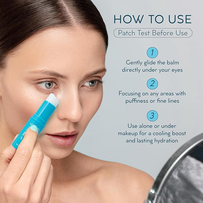 Cooling Eye Balm Stick with Caffeine: Under Eye Cream for Dark Circles Puffiness Eye Bags - Hyaluronic Acid Instantly Cooling, Hydrating & Brightening - Portable & Perfect for On-the-go Use 0.35 oz