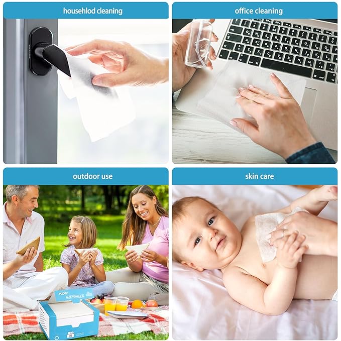 AIDEA XL Face Towels Disposable-100Ct (2 Box), Clean Facial Cloths, Facial Cleansing Wipes for Sensitive Skin, Face Towelettes for Makeup Removing, Nursing, Travel, Dry Wipes 9.84"×11.81"