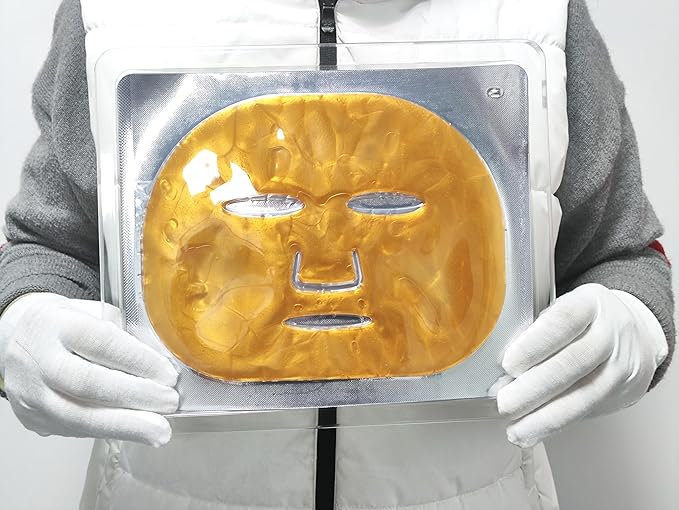 Gold Gel Collagen Facial Masks Sheet Patch 5PCS, for Skincare Moisturising, Collagen Real Deep Mask, Hydrating Overnight Hydrogel Mask for Dark Spots, Dull Skin, Skincare Facial Mask
