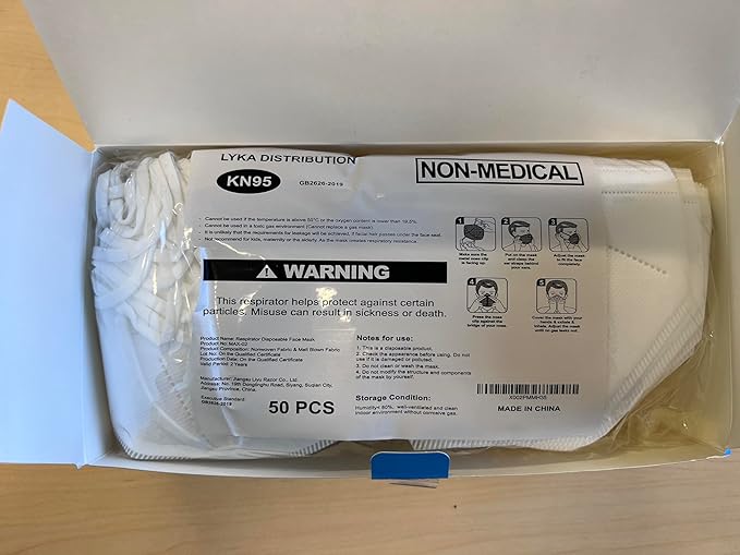 Lyka KN95 Face Masks 50 Pack – 5-Ply Disposable Masks for Dust, Work, Sanding, Painting, Allergies, Lawn & Cleaning