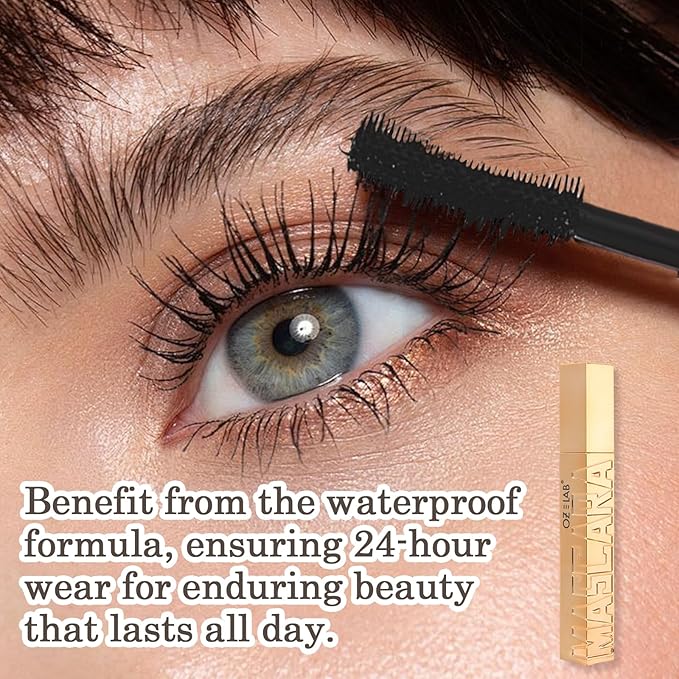 Fiber Volume Mascara – Waterproof, Smudge-Proof, Long-Lasting, Black, Fiber-Infused for Maximum Volume & Length, 0.42 oz/12 ml