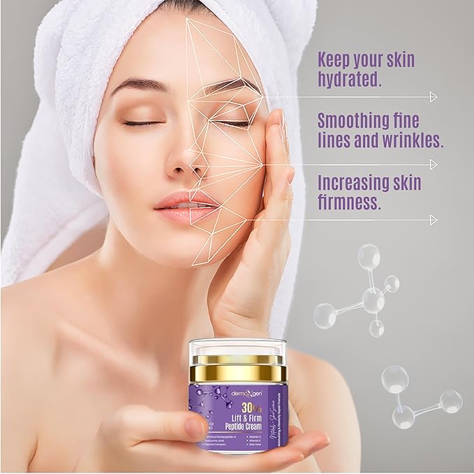 30% Lift & Firm Peptide Cream for Face - Organic Anti Aging Firming Cream for Wrinkles and Fine lines - Hydrating Formula with Matrixyl for Skin Firmness and Barrier Repair - 1.7 Fl Oz /50ML