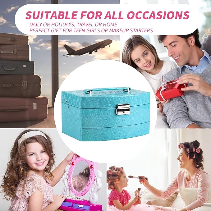 Hot Sugar Girls All-in-One Makeup Kit for Teens 10-16 Years | Beginner Cosmetic Set with Real Makeup Tools & Cosmetics | Birthday Christmas Gift for Girls (Blue)