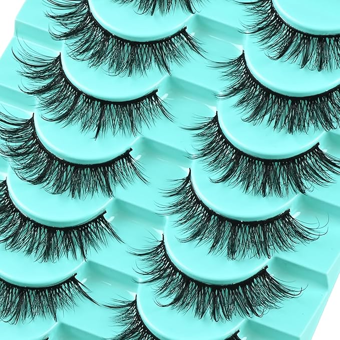 Mink Lashes Wispy Eyelashes Natural Fake Lash Pack Fluffy Lashes False Short Strips Eyelash 3D Cat Eye Pestañas Cluster Set that Looks Like Extensions for Daily Makeup (Hybrid+Wispy Lash)